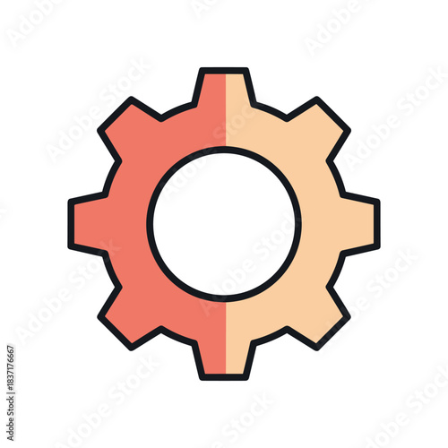 Simple gear cogwheel icon with two tone color scheme.
