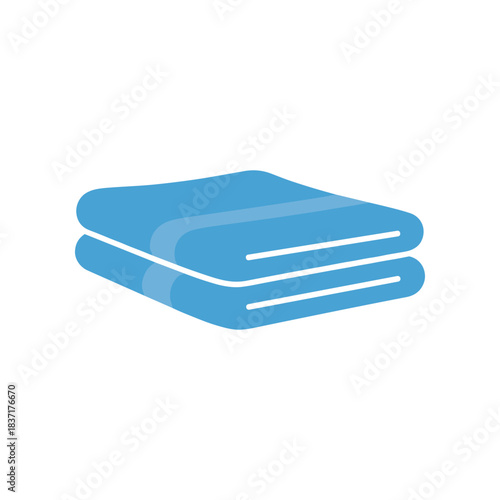 Simple flat vector illustration of a folded blue towel.