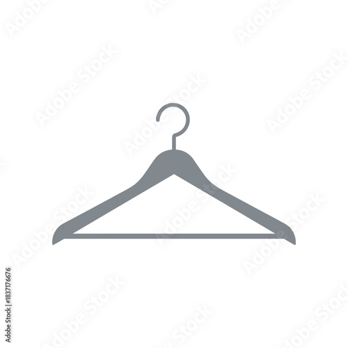 Simple Gray Clothes Hanger on White Background.