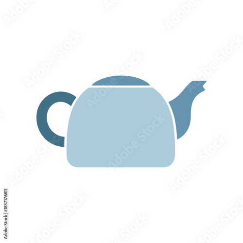Simple Light Blue Teapot Illustration with Dark Blue Accents.