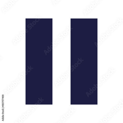 Two Dark Blue Vertical Rectangles Isolated on White Background.