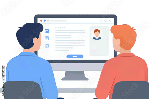 Video Conference Call Illustration With Two Users