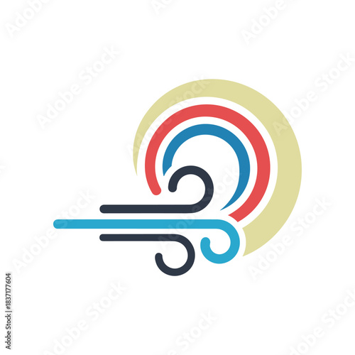 Windy weather symbol with swirling lines and colorful design.