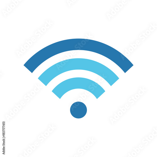 Wireless network icon representing connectivity and signal strength for internet access.