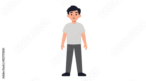 Young Male Cartoon Character Flat Design Illustration