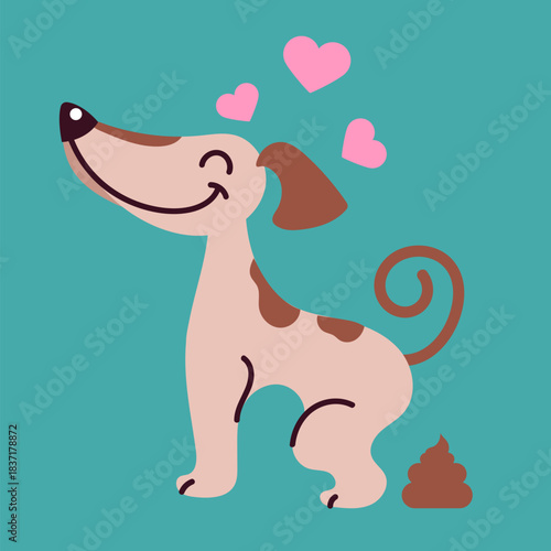 Dog making poop concept. Vector graphic design illustration