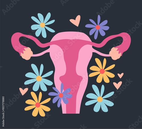 Female reproductive system concept. Vector flat graphic design illustration
