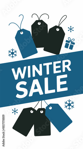 Winter Sale Discount Shopping Banner. Seasonal Offer Promo