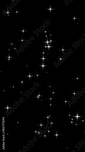 キラキラ星 大 白 エフェクト（縦長、黒色背景）