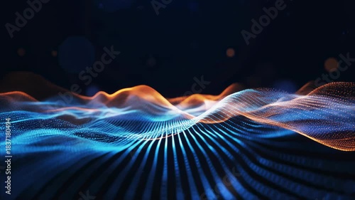 Stunning abstract wave patterns in vibrant blue and orange colors, perfect for technology and digital themes in graphic design projects.