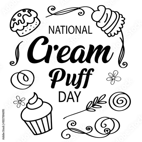 NATIONAL CREAM PUFF DAY vector illustration