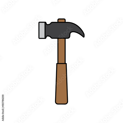 A simple illustration of a claw hammer tool.