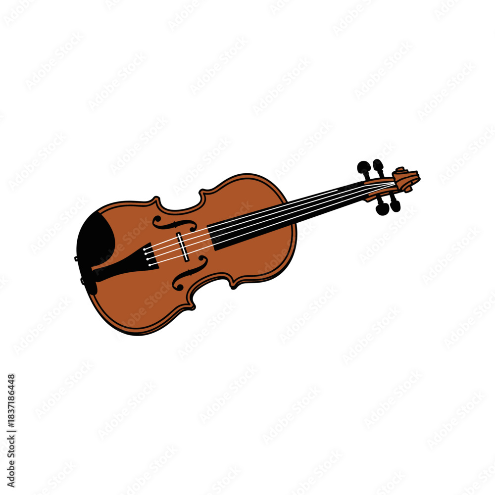 Obraz premium Acoustic Violin Musical Instrument with Strings and Bow.