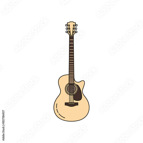 Acoustic guitar illustration with a simple and clean design.