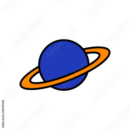 Cartoon Saturn with Rings A Simple and Colorful Space Illustration.
