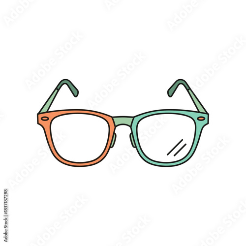Colorful Eyeglasses with Distinct Frames and Lenses Illustration.
