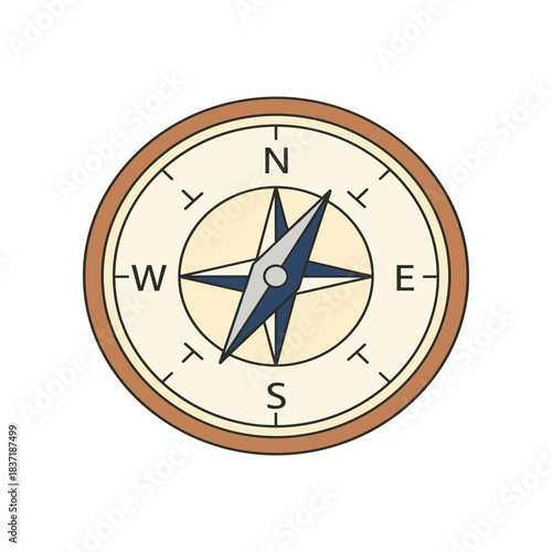 Compass Rose Illustration Navigational Tool with Cardinal Directions.