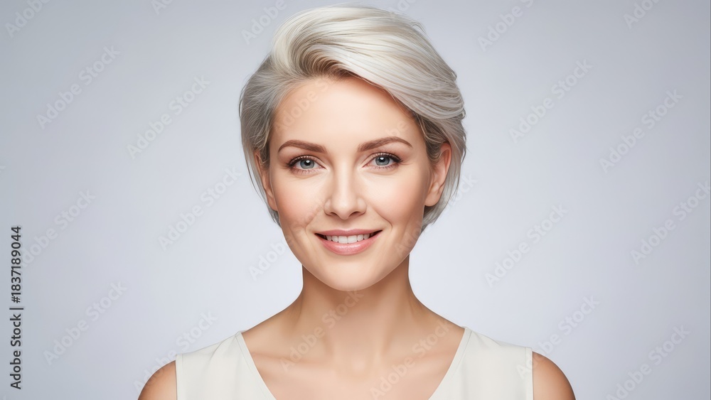 Fototapeta premium Smiling Mature Woman Beauty and Skincare Headshot