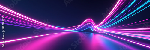 Neon Light Trail Wave Abstract Background