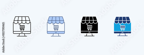 Online Shop Multiple Icon Illustration Vector