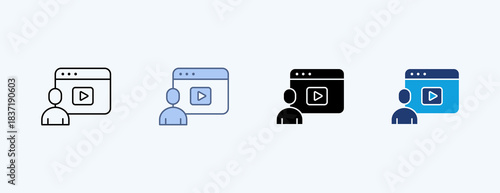 Online Video Multiple Icon Illustration Vector