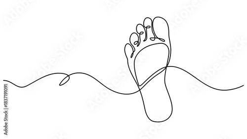 Continuous one line art drawing of little baby feet. Continuous one line drawing of Human footprint vector illustration isolated on transparent background. vector illustration. EPS 10
