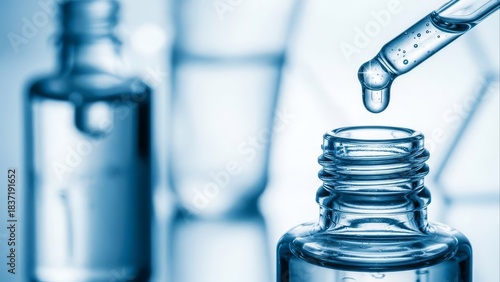 Dropping Skincare Serum into Bottle Close Up Beauty Concept