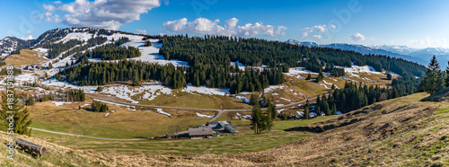 Panoramic View from Allgaeu Hiking Trail at Nagelfluhkette near Oberstaufen