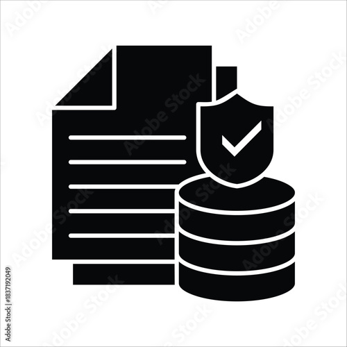 Iconic representation of data security and database protection, symbolizing confidential information safeguarding, secure file management, and digital privacy measures