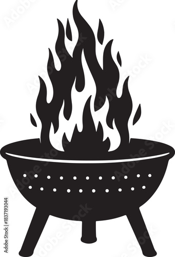 Metal patio fire pit bow vector silhouette