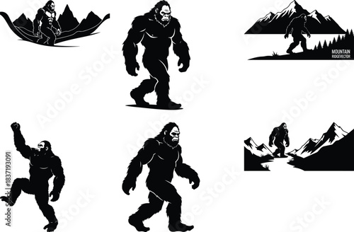 Bigfoot Silhouette Collection in Wild Nature
