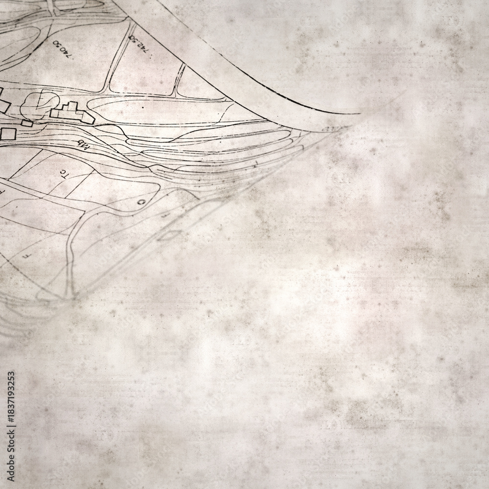 Obraz premium textured stylish old paper background, square, with Topographic maps on tracing paper rolled up into a tube