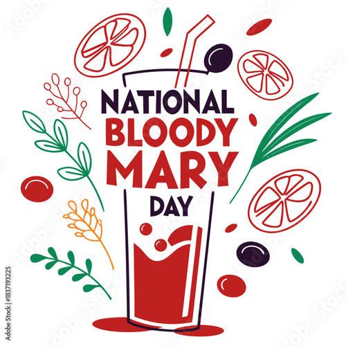 NATIONAL BLOODY MARY DAY vector illustration isolated on white background