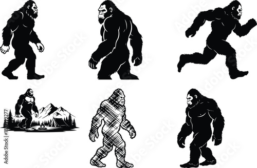 Bigfoot Silhouette Collection in Wild Nature