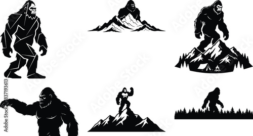 Bigfoot Silhouette Collection in Wild Nature