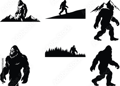 Bigfoot Silhouette Collection in Wild Nature