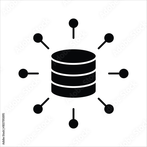 Illustrative Icon of a Centralized Data Server Connecting Multiple Network Nodes, Symbolizing Database Management and Distributed Information Access Systems