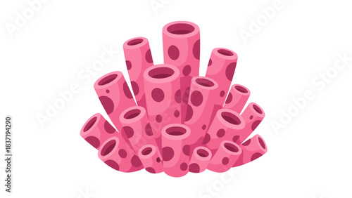 Vibrant Pink Coral Colony With Deep Pink Spots Against A Black Background Pixel Art Style