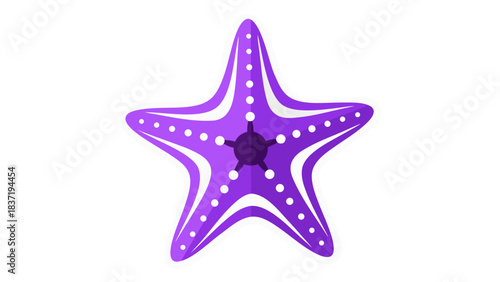 Vibrant Purple Starfish With White Accents On A Solid Black Background Isolated Vector Illustration