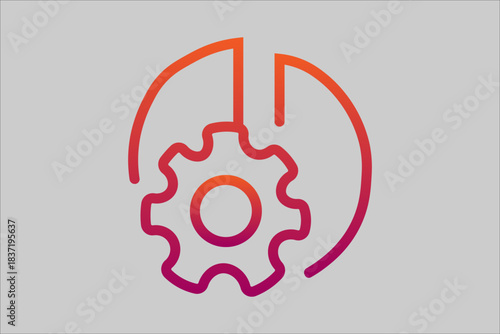 This image features a large cogwheel (or gear) positioned centrally, partially enclosed by a surrounding circular element that resembles a wrench or a tool handle.