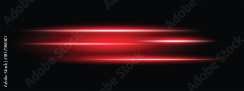 Glowing horizontal red light line with radiant shine and beam effect, flare, and neon glow. vector illustration.