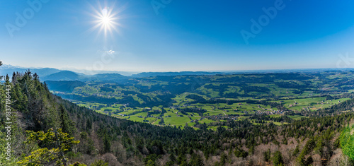 Panoramic View from the Allgaeu Hiking Trail at Nagelfluhkette near Oberstaufen