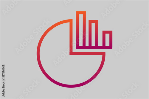 This image features a pie chart where a large portion is missing or separate, and a bar chart with three bars of different heights is positioned directly on top of or replacing the missing section