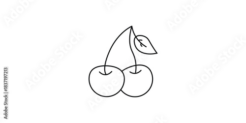 An amazing icon of wild cherries in modern design style, pair of cherries