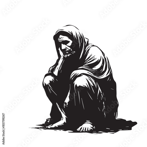 vector illustration of a beggar