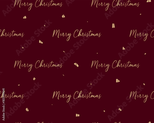 Elegant Burgundy and Gold Merry Christmas Seamless Typography Pattern