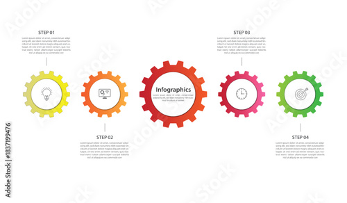 Editable business infographic template design with 4 steps. Infographic template which can be used for presentations banners, workflow layout, annual report, web design.	