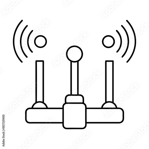 Wifi Antenna Booster Outline Vector Illustration Transparent Background
