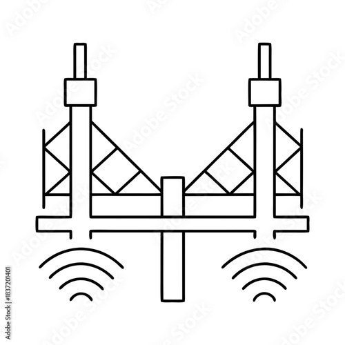 Wireless Bridge Outline Vector Illustration Transparent Background