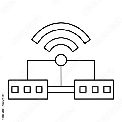 Wireless Network Diagram Outline Vector Illustration Transparent Background